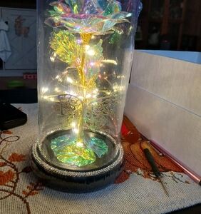 Luminous Iridescent Rose with Gold Stem